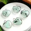 Piedra Natural Amatista Lapislázuli Lapislázuli 15 mm Colgante Borde de Amor Collar de Bricolaje Pendientes Accesorios de Joyería en Forma de Corazón