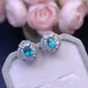 Aretes de Topacio Paraíba Natural con Piedra Principal de 4*6mm, Calidad de Cuerpo Completamente Limpio, Color Fuego Súper, Montura de Precisión en Plata 925