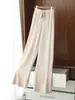 Pantalones de punto para mujer de invierno con hilo de mecha engrosado de cuatro vías elásticas, cálidos, duraderos, estructurados, de pierna recta, al por mayor