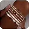 Nuevo Pulsera de Oro de 14K Estilo Ins de Amazon Pulsera de Zirconia Cadena de Perlas Millet Pulsera de Tres Piezas Tendencia Elegante