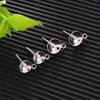 Accesorios chapados en plata S925, soporte para perlas, pasador para oreja con placa para cuentas de clavo para oreja colgante, pasador de cuenco DIY, soporte vacío, pasador de cabeza cóncava, venta al por mayor