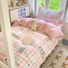 Dormitorio para Estudiantes Universitarios Juego de Tres Piezas Algodón Puro 2025 Nuevo Dibujos Animados Cama Individual Sábanas Funda Nórdica Cama Sábanas Ropa de Cama