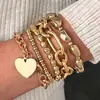 Acessórios Transfronteiriços Wish Supply Pulseira de Coração e Folha Tendência Europeia e Americana Conjunto de 6 Peças Atacado
