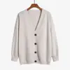 Suéter de Punto para Mujer Otoño e Invierno 2024 Estilo Holgado Perezoso Chaqueta de Cuello V Cárdigan Engrosado Estilo de Comercio Exterior de Amazon Ropa Exterior Talla Grande M