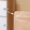 Sacos de Embalagem Autoadesivos de Papel Kraft com Janela Fosca para Nozes, Chá, Produtos Secos, Salgadinhos, Sacos Stand-Up com Zíper de Grau Alimentício