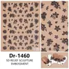 Redanco5D Repujado Ins Populares Pegatinas para Uñas Flor Blanca y Negra Pegatinas Estéreo para Uñas Pegatinas de Manualidades Dr1460