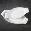 Prato Branco Oval Formato Barco de Banana Cerâmica Simples Louça Casa Restaurante Criativo Queijo Assado Arroz Prato Prato Ocidental