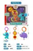 Brinquedos de Chocalho para Bebês, Chocalhos Coloridos Aleatórios de Desenho Animado para Pendurar no Berço (4 Peças em Caixa com Janela)