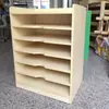Estante de Papelão para Estúdio de Arte Suporte Móvel Armário para Armazenamento de Papel de Desenho para Sala de Arte Suporte de Madeira Maciça Suporte de Madeira Natural Prateleira de Classificação de Arte de Chão