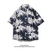 Camisa hawaiana vintage de manga corta con estampado floral estilo Hong Kong para hombre y mujer, camisa playera para pareja yuppie tailandesa.