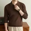 Suéter Masculino Estilo Old Money Gola Gaivota Outono/Inverno 2026 Novo Casual de Negócios Cor Sólida Camada Base Espessada Malharia Masculina