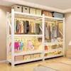 Armario de estantes de acero para dormitorio, apartamento de alquiler, uso doméstico, perchero de estilo abierto, armario, estante de almacenamiento simple para dormitorio, fábrica
