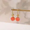 Yilu Plata S925 plata pura chapado en oro rojo agua ágata roja del sur gancho para oreja Ruyi aretes versátiles estilo chino nuevo