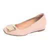 Zapatos de Estilo Nocturno de Boca Baja sin Cordones con Aumento de Altura Oculto, Versátiles 2026 Estilo Nocturno Charol Metálico Francés Hebilla Cuadrada Zapatos de Verano Suaves sin Cordones