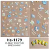 Redanco Nuevo Pegatina de Uñas Artísticas para Uñas 5D Repujado Dibujos Animados Sirena Concha Luz Calcomanía Tridimensional para Uñas He-1179