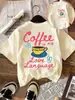 Camiseta Casual Cómoda de Manga Corta con Estampado de Café Helado y Sol, Talla Europea Transfronteriza, Camiseta Casual de Verano para Mujer