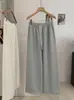 KEKEZOON Pantalones de Pierna Ancha con Cordón de Encaje para Mujer Otoño Caída Versátil Elástico Cintura Alta Sueltos Casuales 8661