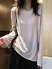 Estilo Principal Recomendado Camiseta Preguiçosa Confortável Rejuvenescedora de Manga Longa para Mulheres Início do Outono Leve Respirável Doce Emagrecedor Top 2126