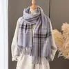 Cachecol Xale Quente Antifrio Estilo Coreano Temperamento Xadrez Outono e Inverno Versátil para o Trabalho Casal Borla Cachecol de Falso Caxemira