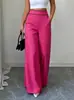 Pantalones casuales de pierna ancha para el trabajo, de cintura alta, adelgazantes, fluidos, con bloques de color, bolsillo con botón, transfronterizos Europa y América, Amazon, 2026