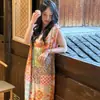 Bata de Noche sin Mangas Familiar de Seda Mian 2026 Nuevo Estilo Chino Verano Chaleco Largo Holgado Pijama Vestido Elegante Mujer