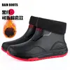 Botas de Chuva Curtas para Exterior de Comércio Exterior para Todas as Estações, Sapatos de Água Impermeáveis e Resistentes ao Desgaste para o Dia a Dia, Espessados e Aveludados, Antiderrapantes para Cozinha Quente
