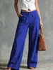 2026 Transfronterizo Europeo y Americano Amazon nuevos cómodos color liso moda holgados casual cintura elástica pierna ancha pantalones ropa de mujer