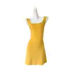 Vestido color amarillo jengibre estilo muñeca sweetheart, cuello en U, estilo deseo puro, adelgazante y favorecedor, dulce y picante, entallado en la cintura, versión extendida