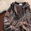 Sudadera con cremallera bordada con alfabeto Y2K Patrón vintage de los 90 impresa Cremallera Superior Sudadera para niña