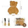 Set de Cuchillo y Tenedor para Tabla de Queso Spot Cheese Tabla de Cortar de Dibujos Animados Forma de Oso Tabla de Cortar de Madera Tabla de Deli para Bebé
