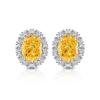Pendientes de Tachuela de Piedra Preciosa de Colores de Alto Quilate Huevo de Paloma con Corte Flor de Hielo Padparadscha Brillante, Disponibles para Envío en Vivo