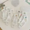 Nuevos Calcetines para Mujer de Bordado Digital Tendencia Primavera/Verano 2025 Estilo Coreano Simples Transpirables Calcetines Tipo Barco Calcetines Finos para Mujer