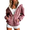 Moletom com Capuz e Zíper Estampa de Leopardo Europeu e Americano Feminino Solto Casual Cardigan Peça de Roupa Externa Outono Inverno Moda Manga Longa