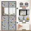 Nova cortina de porta de algodão de inverno sem perfuração com padrão de diamante, quente e à prova de frio, com fechos de velcro adesivos e blocos magnéticos reforçados
