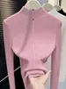 Camiseta básica de punto Andi de terciopelo con cuello semi alto, prenda interior de otoño e invierno, suéter cálido de manga larga, top exterior, borgoña, talla única