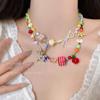 Miel Dulce Amarillo Dopamina Dulce Fresco Lazo Collar de Perlas para Mujer Cadena de Clavícula de Vacaciones Collar Dulce