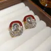Pendientes Vintage de Plata con Aguja y Diamantes, Forma Cuadrada, Pendientes Retro de Alta Gama para Otoño e Invierno, Pendientes Exquisitos Versátiles para Mujer