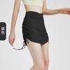 Roupa de Yoga Cordão Cintura Alta Saia Esportiva Curta para Mulheres, Fitness ao Ar Livre Corrida Anti-Exposição Duas Peças Meia Saia, Fashionável para Roupa Exterior