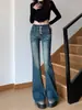 Pantalones acampanados de mezclilla elástica de tiro alto para mujer, nueva moda otoño 2026, jeans de alta gama de corte ajustado, pantalones ligeramente acampanados