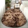Alfombra Ovalada de Seda y Lana Transfronteriza Teñida a Mano Manta Larga de Terciopelo Manta para Mesita de Noche de Dormitorio Felpudo Decorativo para Vestidor Etiquetado