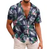Camisa Hawaiana de Manga Corta con Estampado para Hombre de Verano Amazon Transfronterizo Fábrica de Origen Casual y Versátil