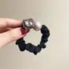 Anel Pequeno de Intestino Quadrado Flash Diamante Pérola Francês Exquisito Corda de Cabelo para Menina Moda Corda de Cabelo Bola Versátil