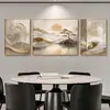 Nueva pintura decorativa para sala de estar estilo chino verde oscuro y dorado con grulla y magnolia, pintura con película de cristal y aleación de aluminio, suministro directo de fábrica