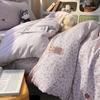 Estilo Ins Kapok Como Nube Hilo Arrugado Estampado Litera de Dormitorio Juego de Tres Piezas para Estudiantes Funda de Edredón de 1.8m Sábanas