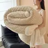 Manta de lana de cordero, engrosada para invierno, manta de forro polar de coral para siestas, calidez de oficina, manta cubierta de sofá de forro polar de leche para una persona