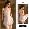 Elegante y sexy camisón de malla floral sin espalda con tirante de lazo, copas en el busto y bata, conjunto para el hogar para mujer 7022