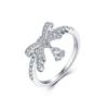 Anel de laço em prata de lei S925 cravejado com zircônia alta qualidade mesma marca grande estilo anel feminino moda europeia e americana anel de casamento anéis
