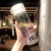 Copo de Água Esportivo Portátil, Tamanho Grande, Fitness Masculino e Feminino, Grande Capacidade, Garrafa de Água Plástica Estilo Floresta Simples e Fresco, Anti-queda para o Verão
