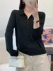 Cárdigan de Punto Fino de Lana con Solapa Estilo Coreano para Mujer, Cuello Polo, Manga Larga, Versátil, Suéter Top Casual Elegante, Nuevo Estilo de Primavera