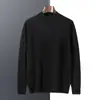 Suéter de alta qualidade, imitação de cashmere 100% puro masculino, gola alta discreta, malha casual de negócios para outono e inverno, camisa base de cor sólida